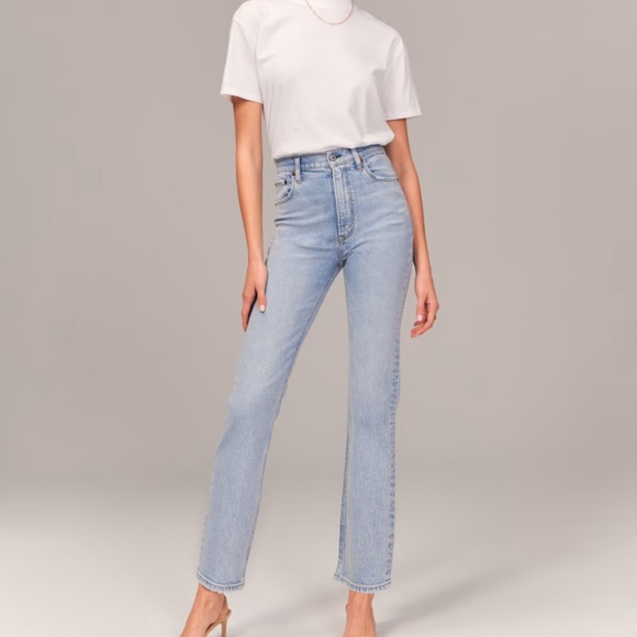 Abercrombie & Fitch Light Blue Straight Leg Jeans - Picture 1 of 6